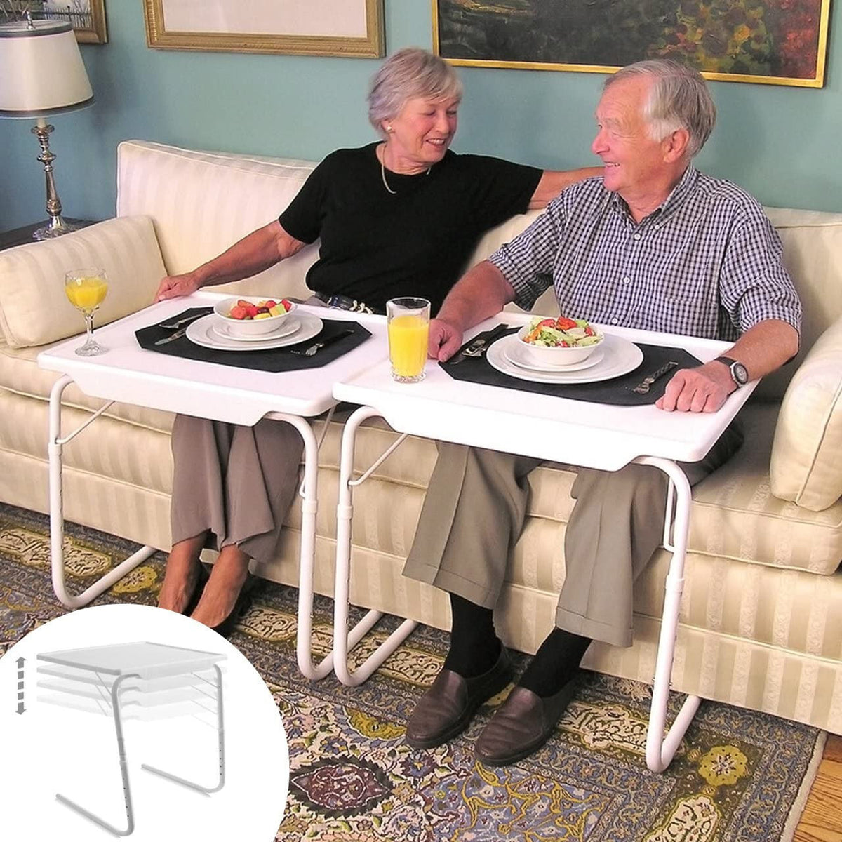 Portable Laptop/TV Dinner Table - Metal Adjustable & Folding Table