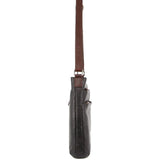 Milleni Womens Italian Leather Bag Soft Nappa Leather Cross-Body Travel - Black/Chestnut