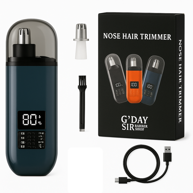 Handheld Portable Nose Hair Trimmer Rechargeable USB-C Clipper Shaver in Blue/Teal