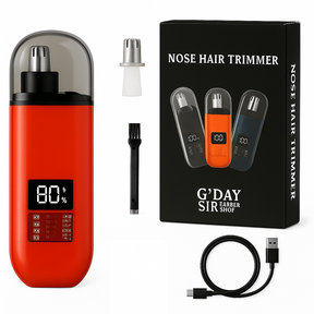 Handheld Portable Nose Hair Trimmer Rechargeable USB-C Clipper Shaver in Red/Orange