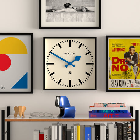 Newgate Number Five Wall Clock - Black with Blue Hands