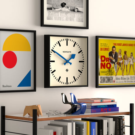 Newgate Number Five Wall Clock - Black with Blue Hands