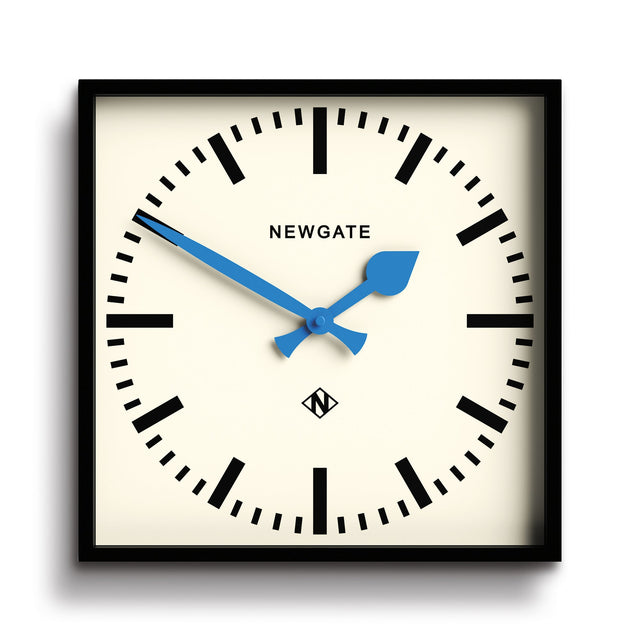Newgate Number Five Wall Clock - Black with Blue Hands