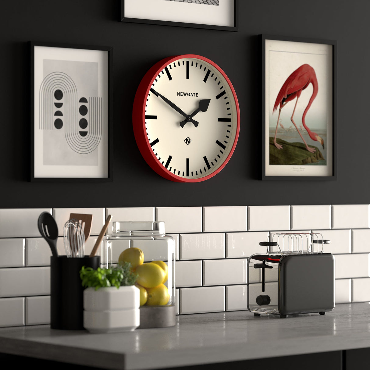 Newgate Railway Wall Clock - Red