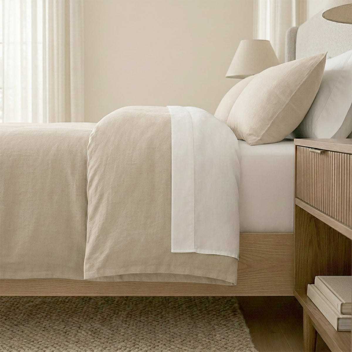 Renee Taylor Washed Linen Cotton Quilt Cover Set - Natural