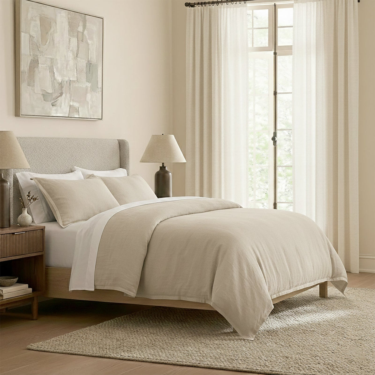 Renee Taylor Washed Linen Cotton Quilt Cover Set - Natural