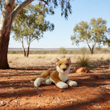 Bocchetta Nelly 40cm Lying Dingo Plush Toy - Tan (Australian Stuffed Animal Souvenir Gift)