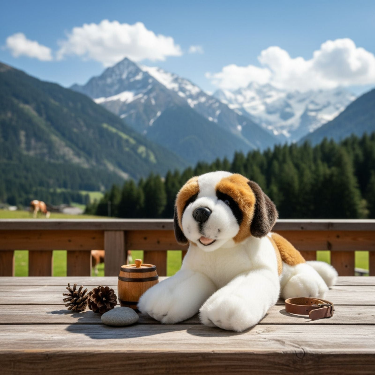 Bocchetta Mozart 38cm Lying St Bernard Plush Toy (Realistic Stuffed Animal Dog Gift)