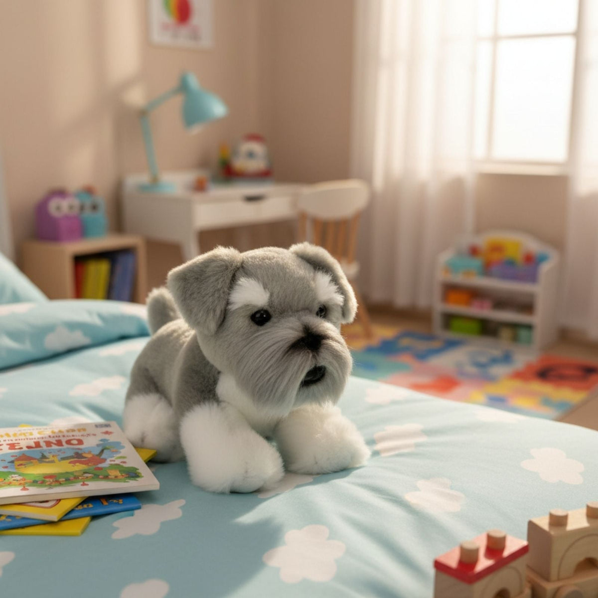 Bocchetta Scoobie 28cm Floppy Schnauzer Puppy Plush Toy (Realistic Stuffed Animal Dog Gift)