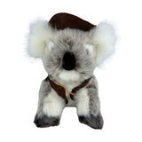 Bocchetta Jack 12cm Sitting Koala with Swag & Hat Plush Toy - Grey (Australian Stuffed Animal Souvenir Gift)