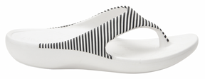 Alegria Ode Flip Flops - White Stripes (Summer Thongs/Sandals w/ Arch Support)