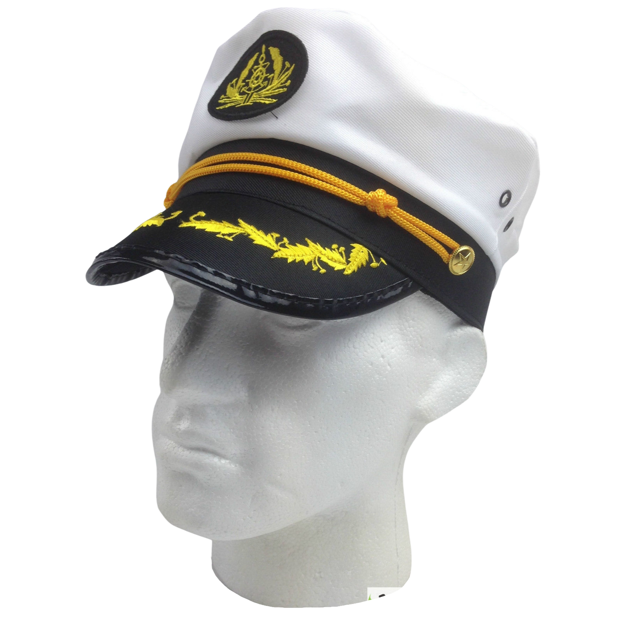 White/Black Captain/Skipper Sailor Hat - Adult (Party Costume)