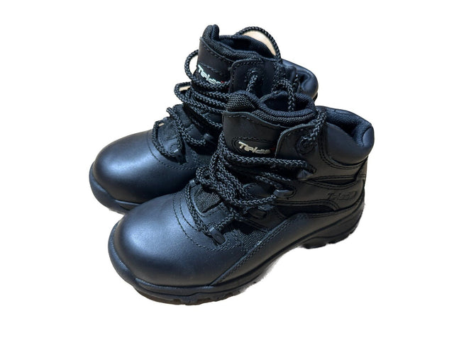 Telas Ankle Cut Leather Combat Boots - Black (EEE Width w/ Side Zip)