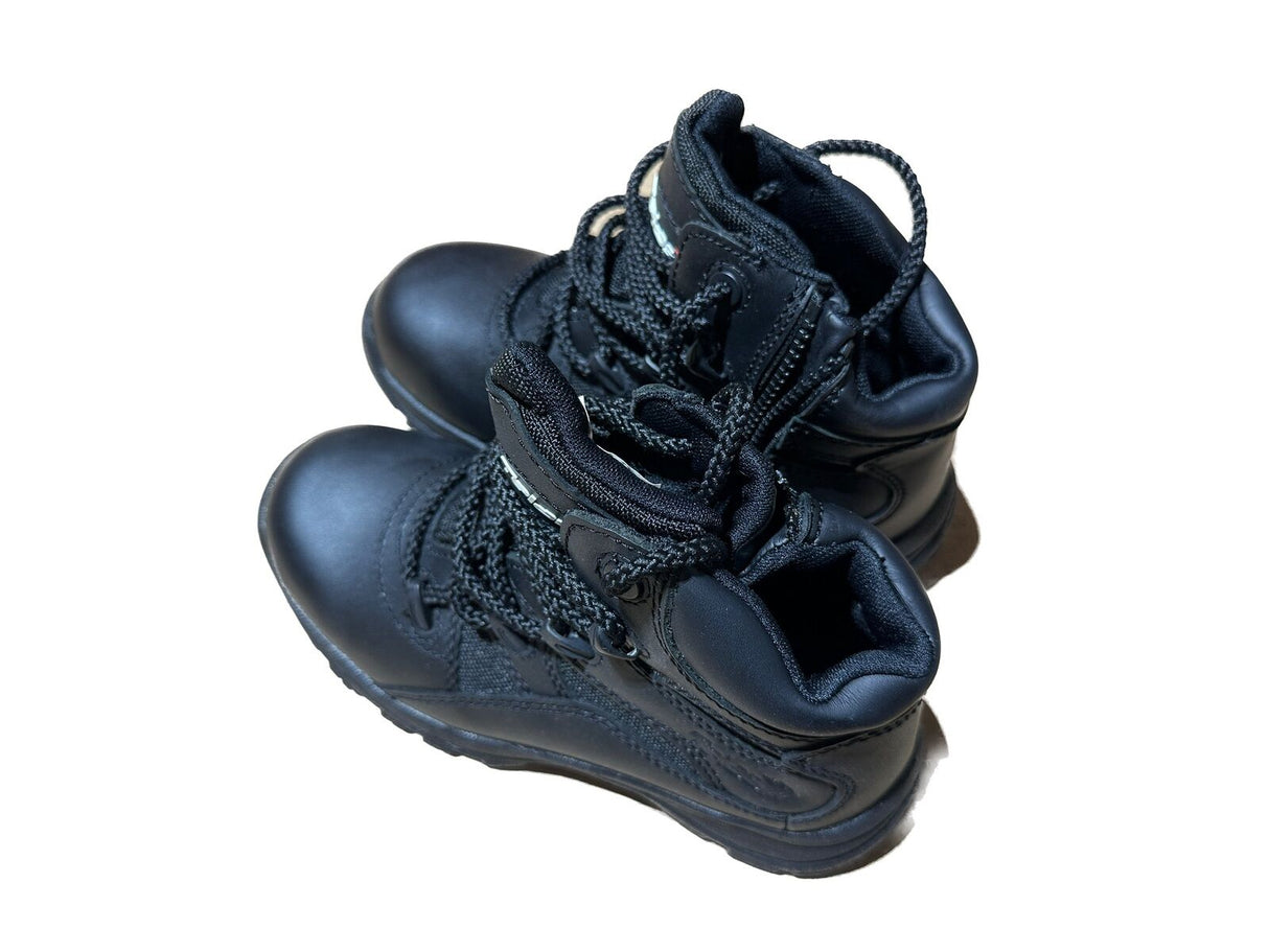 Telas Ankle Cut Leather Combat Boots - Black (EEE Width w/ Side Zip)
