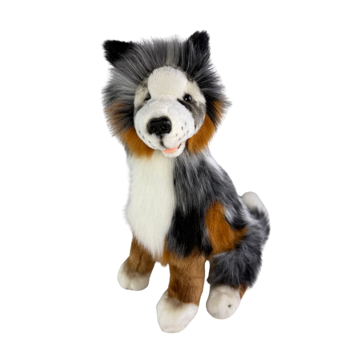 Bocchetta Oakley 35cm Sitting Australian Shepherd Plush Toy - Blue Merle (Realistic Stuffed Animal Dog Gift)