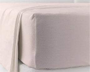 100% Cotton Percale Sheet Set - Fitted & Flat Sheets + Pillowcases - Cream