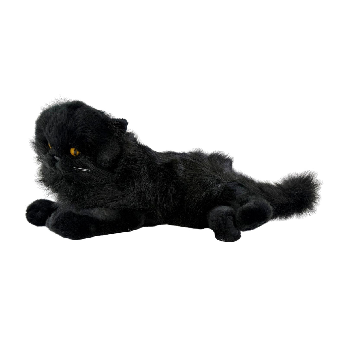 Bocchetta Onyx 38cm Lying Black Cat Plush Toy (Realistic Stuffed Animal Cat Gift)