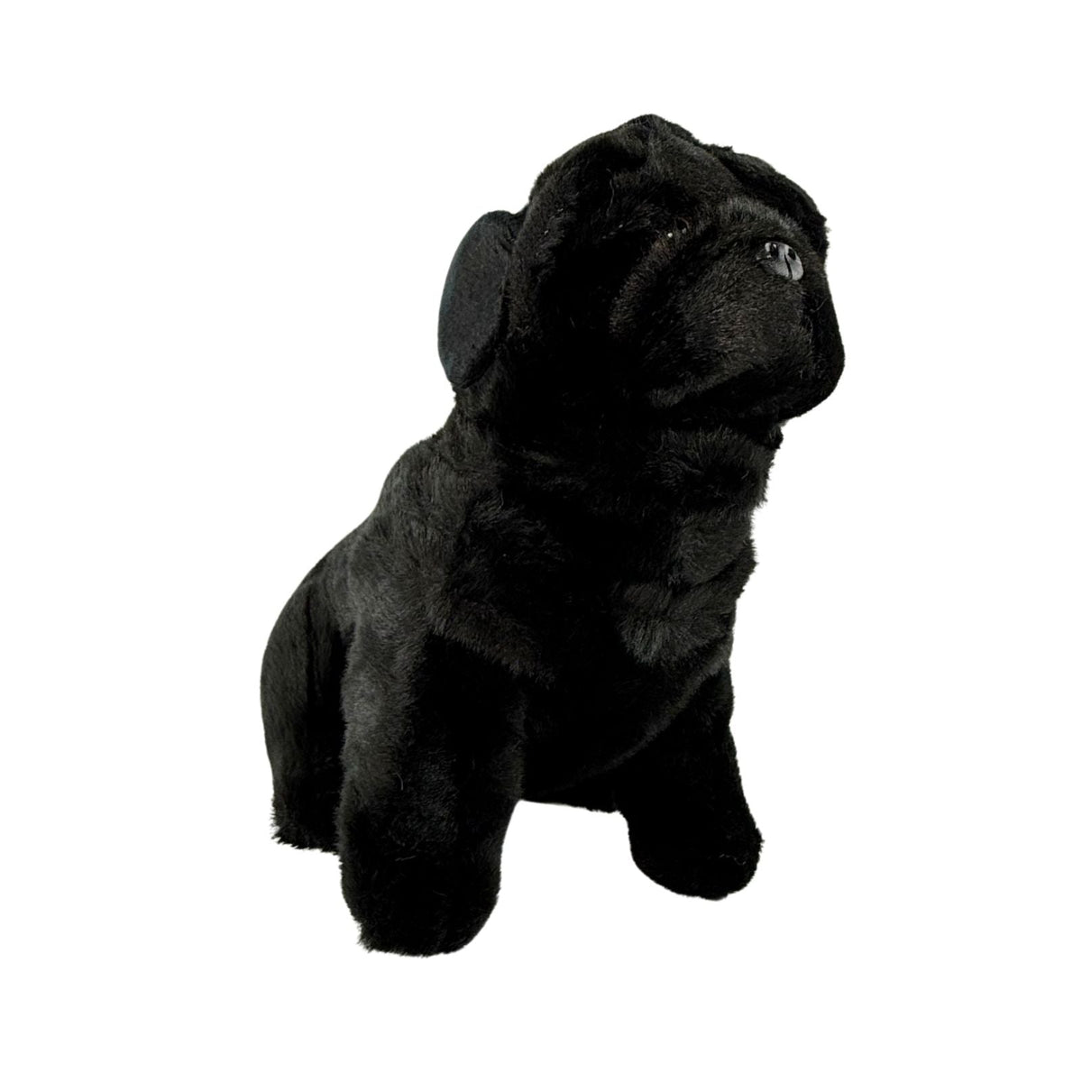 Bocchetta Oreo 28cm Sitting Pug Plush Toy - Black (Realistic Stuffed Animal Dog Gift)