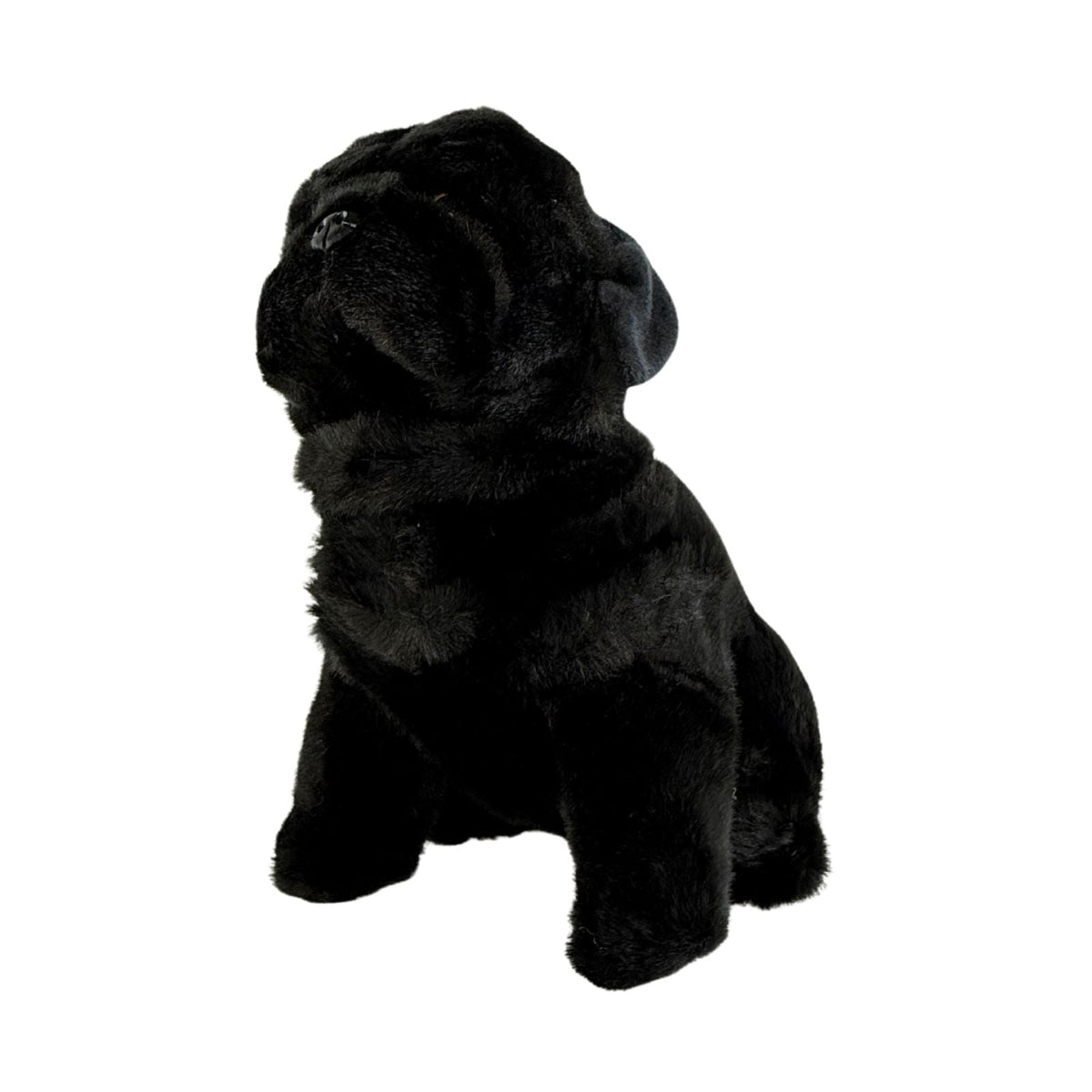 Bocchetta Oreo 28cm Sitting Pug Plush Toy - Black (Realistic Stuffed Animal Dog Gift)