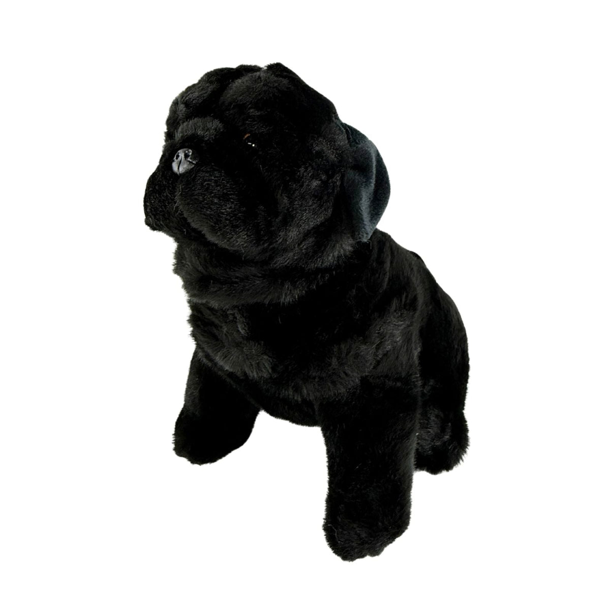 Bocchetta Oreo 28cm Sitting Pug Plush Toy - Black (Realistic Stuffed Animal Dog Gift)