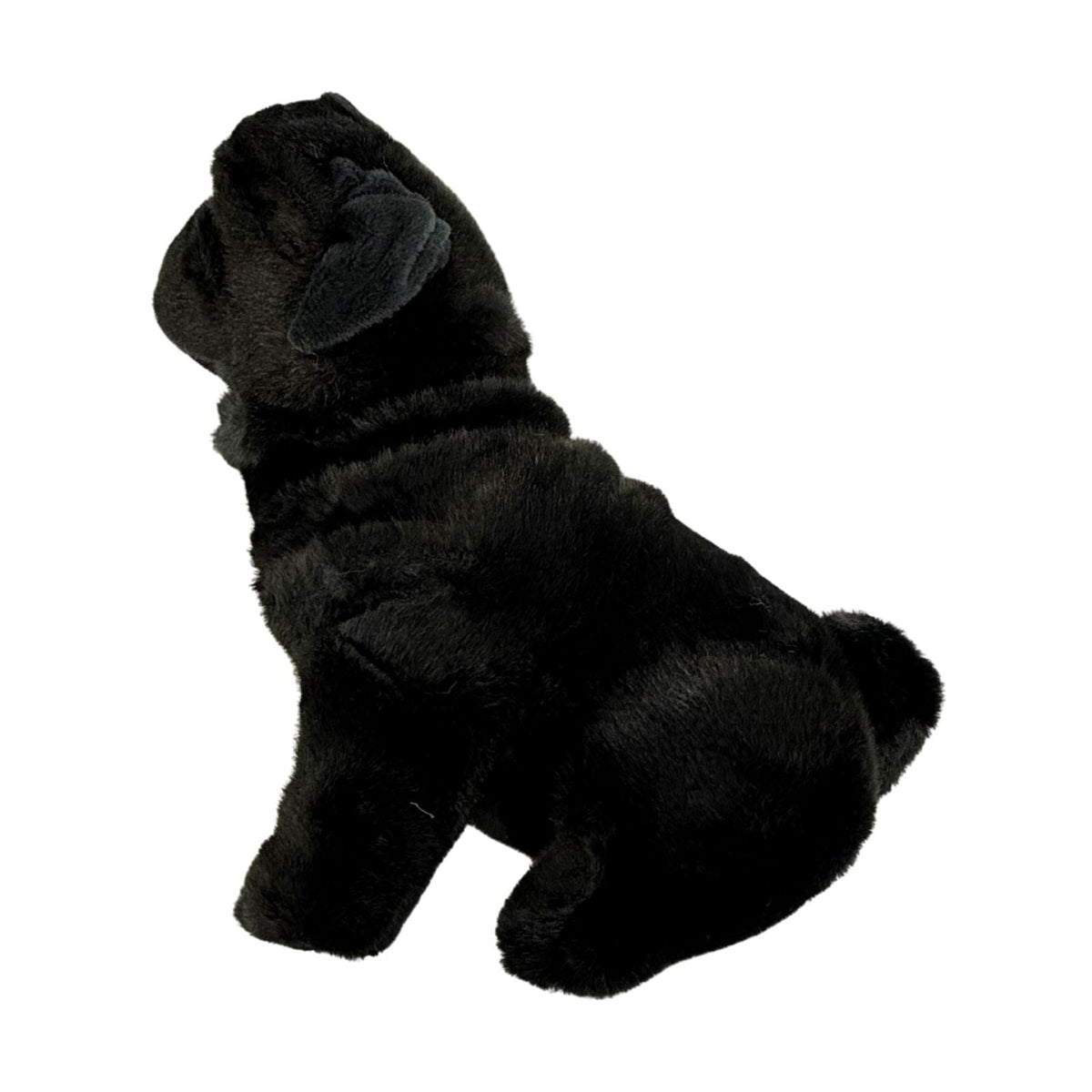 Bocchetta Oreo 28cm Sitting Pug Plush Toy - Black (Realistic Stuffed Animal Dog Gift)