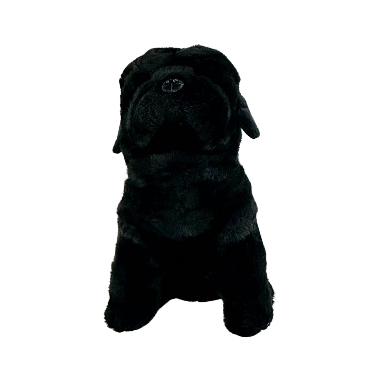 Bocchetta Oreo 28cm Sitting Pug Plush Toy - Black (Realistic Stuffed Animal Dog Gift)
