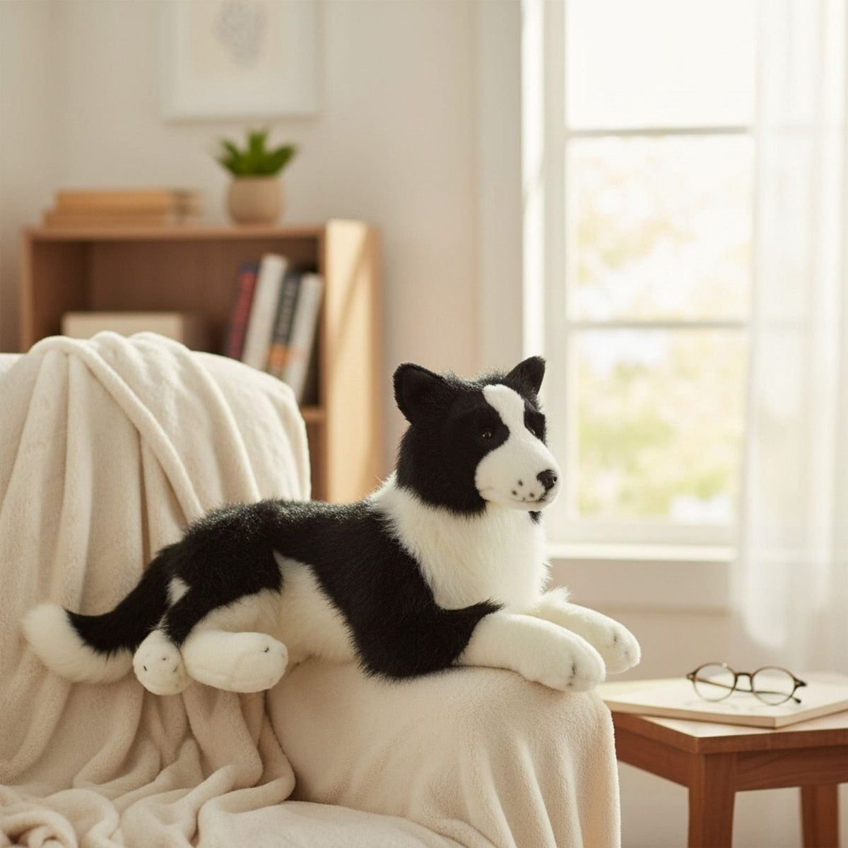 Bocchetta Oscar 62cm Lying Border Collie Plush Toy (Realistic Stuffed Animal Dog Gift)