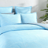 Renee Taylor Oscillate Wave Jacquard Quilt Cover Set - Sky (OEKO-TEX Certified)