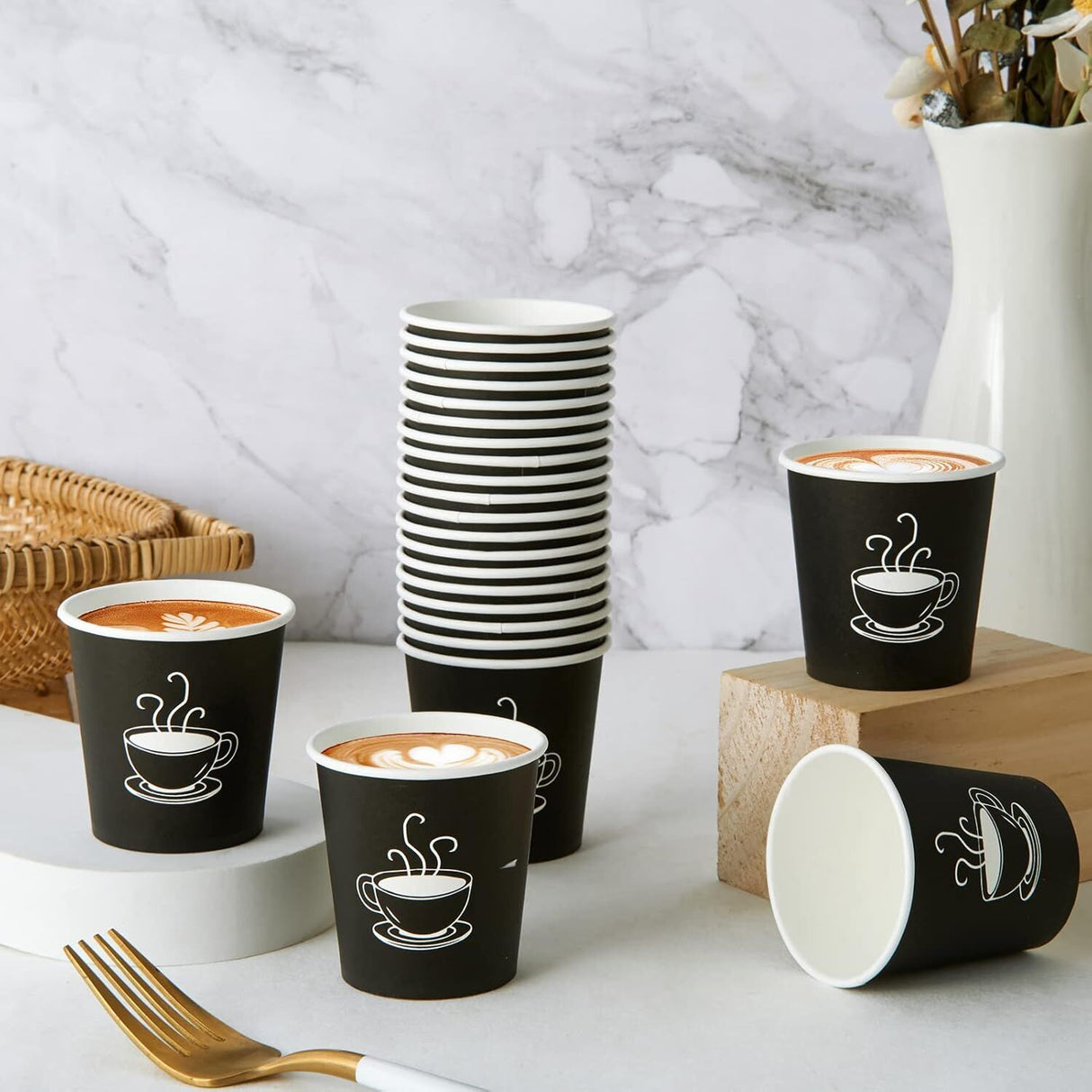 2880x 2.5oz Small Black Paper Disposable Coffee Cups - Espresso Takeaway (Bulk)