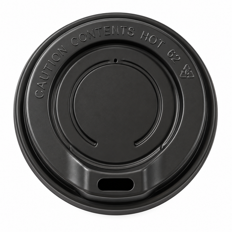 1000x 62mm Plastic Disposable 4oz Coffee Cup Lids Bulk Pack - Black (Espresso/Short/Piccolo Cups)