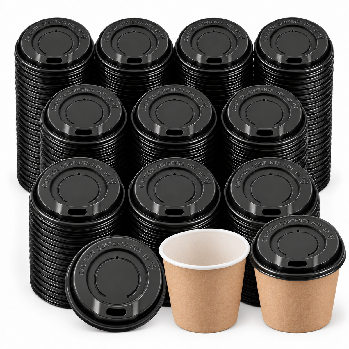 1000x 62mm Plastic Coffee Cup Lids for 4oz Takeaway Cups (Espresso/Short/Piccolo)  - Black