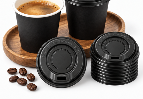 1000x 62mm Plastic Disposable 4oz Coffee Cup Lids Bulk Pack - Black (Espresso/Short/Piccolo Cups)