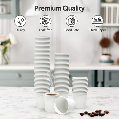 2400x 4oz White Paper Disposable Coffee Cups for Espresso (Bulk)