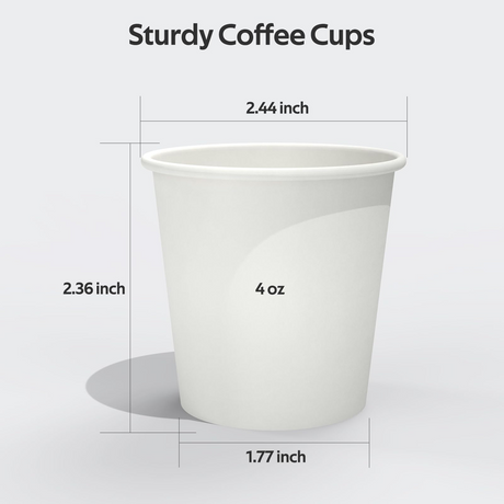 2400x 4oz White Paper Disposable Coffee Cups for Espresso (Bulk)
