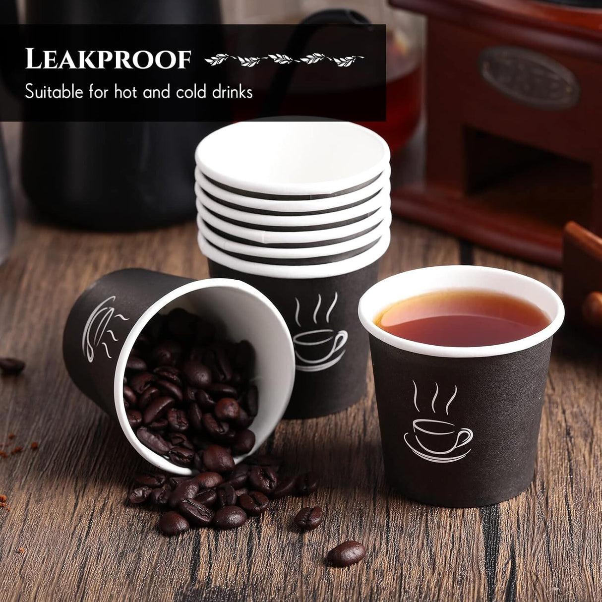 2400x 4oz Black Paper Disposable Coffee Cups for Espresso (Bulk)