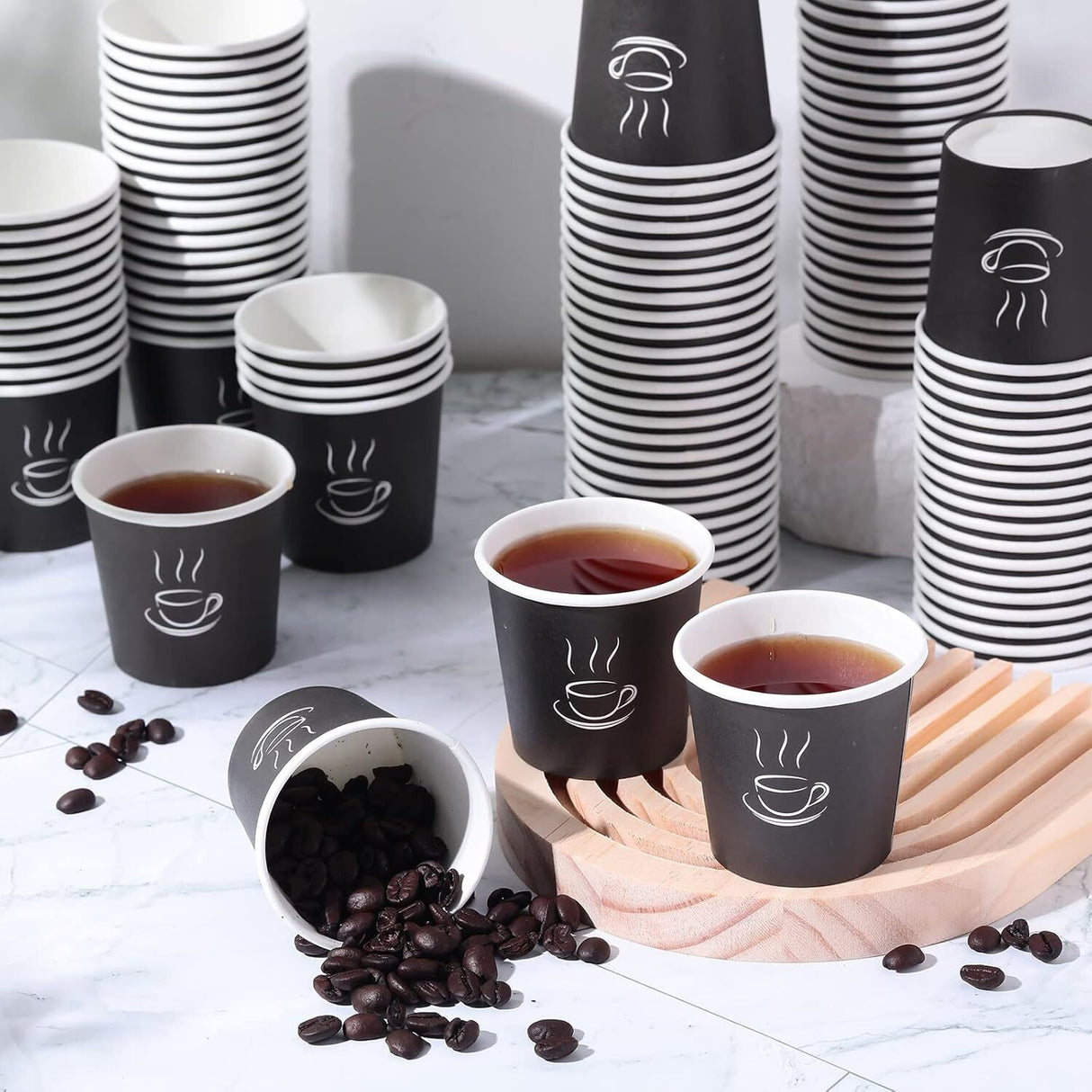 2400x 4oz Black Paper Disposable Coffee Cups for Espresso (Bulk)
