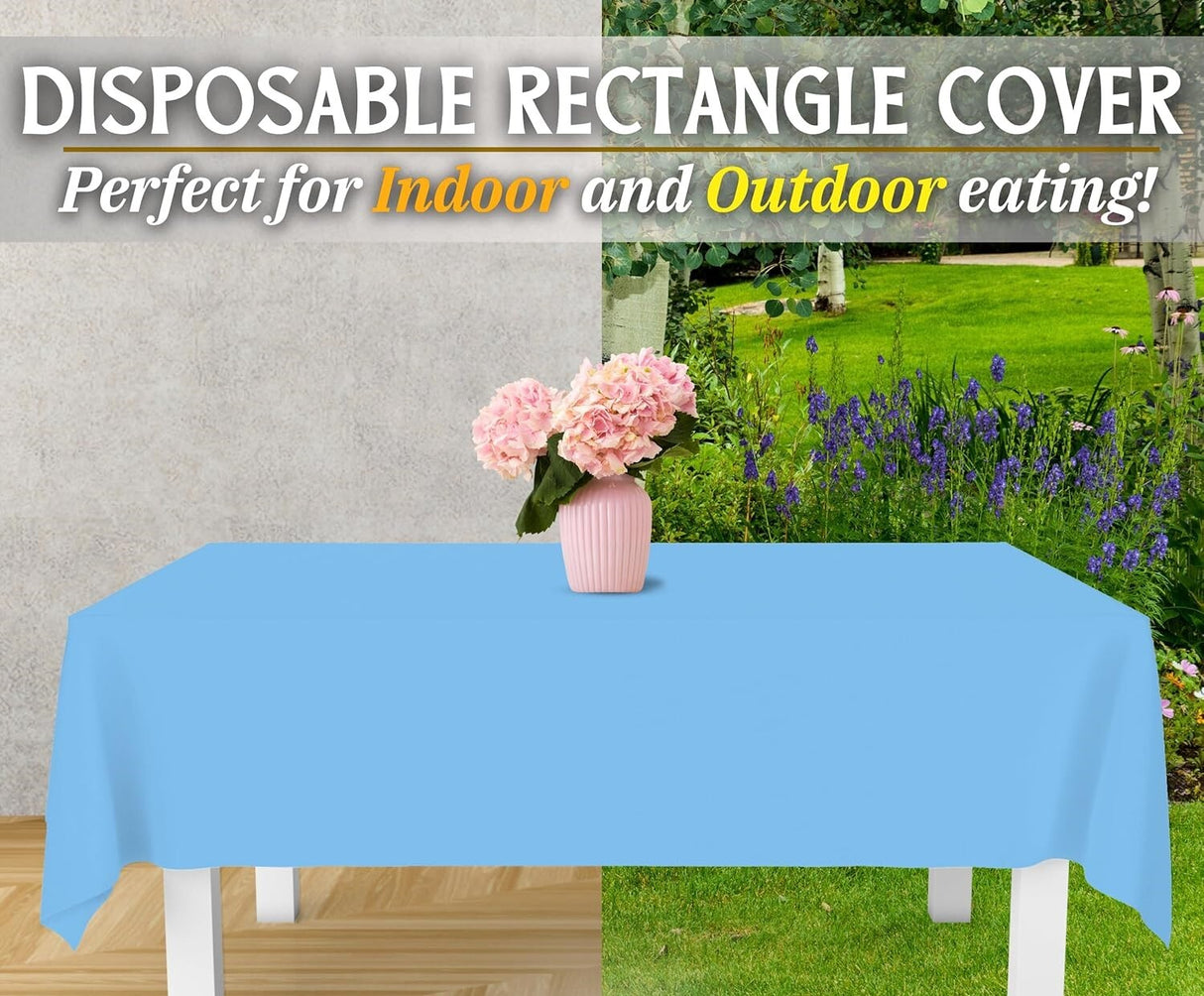 Large Blue Rectangular Table Cloth Cover - Reusable & Washable (137x274cm)