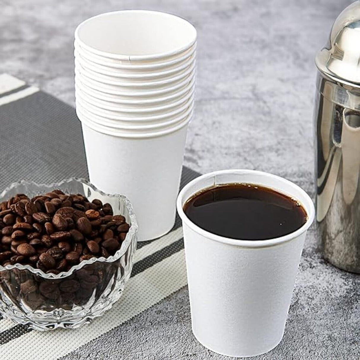 1000x 6oz White Paper Disposable Coffee Cups for Takeaway (Bulk)