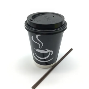 540x 8oz Paper Disposable Coffee Cups with Lids for Takeaway (Bulk)