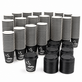 540x 8oz Paper Disposable Coffee Cups with Lids for Takeaway (Bulk Pack)