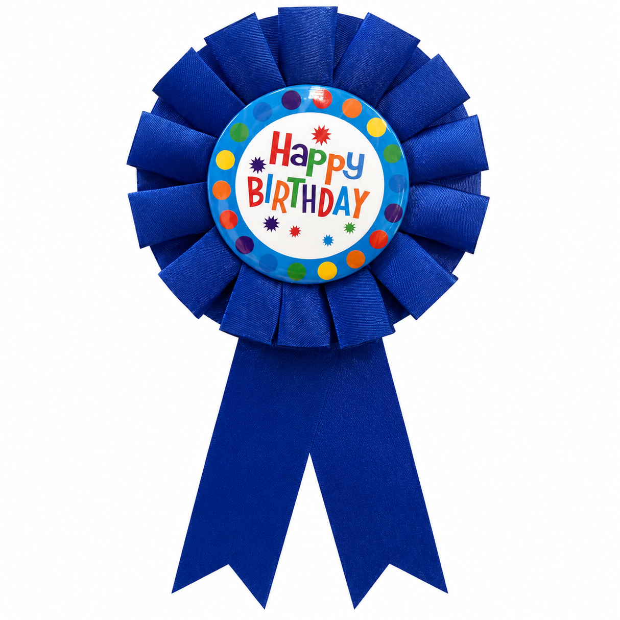 Boys Happy Birthday Rosette Badge - Blue (Award Ribbon/Brooch)