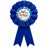 Boys Happy Birthday Rosette Badge - Blue (Award Ribbon/Brooch)