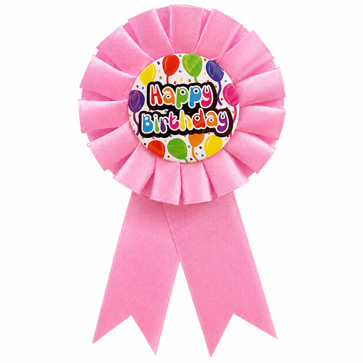 Girls Happy Birthday Rosette Badge - Light Pink (Award Ribbon/Brooch)