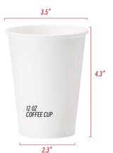 1000x 12oz White Paper Disposable Coffee Cups for Takeaway (Bulk)