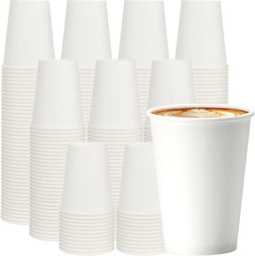 1000x 12oz White Paper Disposable Coffee Cups for Takeaway (Bulk)