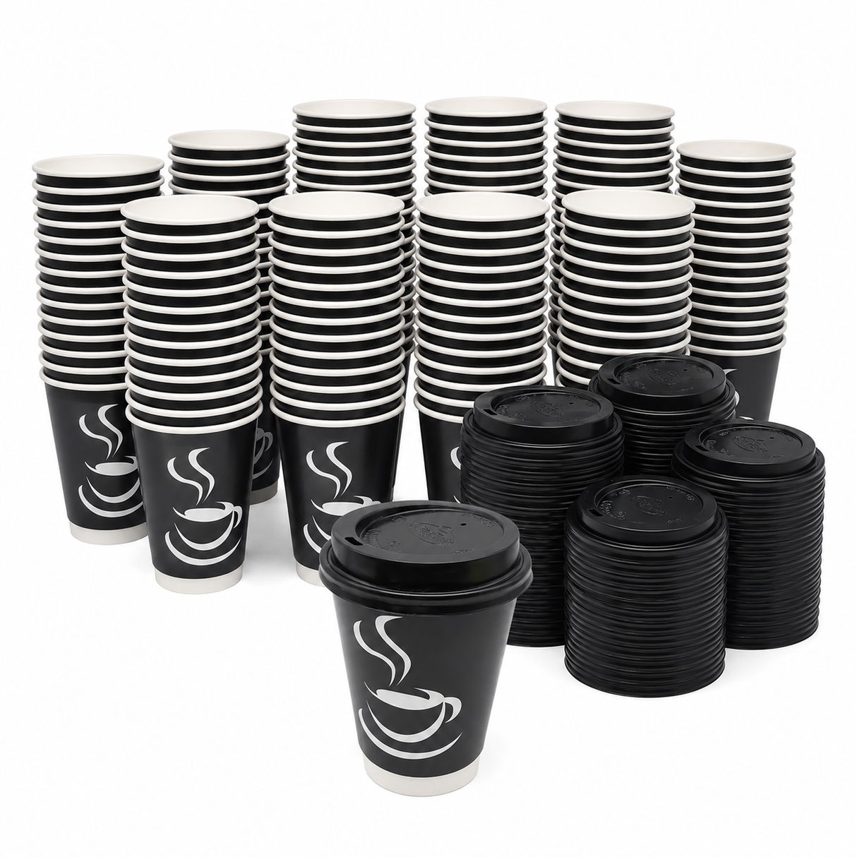 360x 12oz Paper Disposable Coffee Cups with Lids for Takeaway (Bulk Pack)