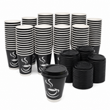 360x 12oz Paper Disposable Coffee Cups with Lids for Takeaway (Bulk Pack)