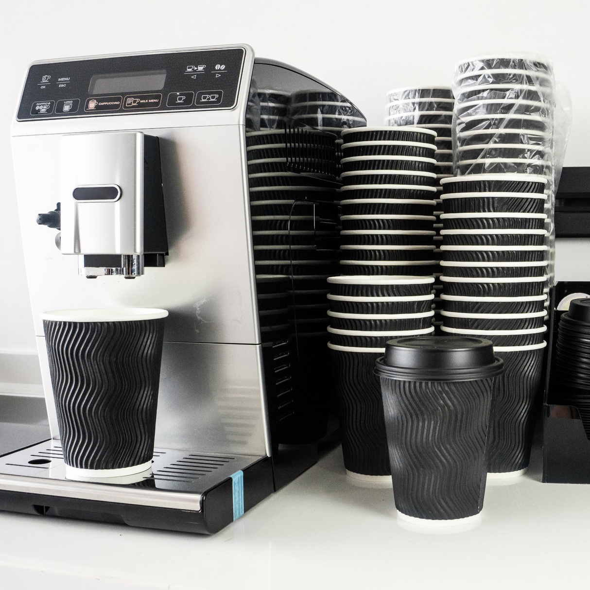 360x 12oz Triple Wall Paper Disposable Coffee Cups w/Lids for Takeaway (Bulk)