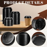1000x 90mm Plastic Disposable 12oz/16oz Coffee Cup Lids - Black (Bulk Pack)