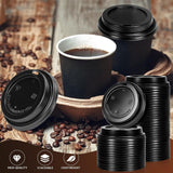 1000x 90mm Plastic Coffee Cup Lids for 12oz/16oz Cups - Black (Bulk)